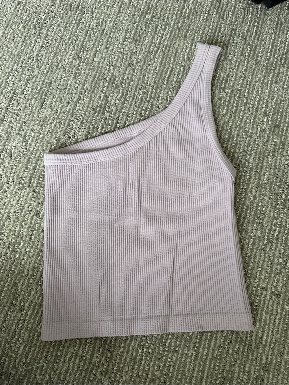 One-Shoulder Ribbed Tank Top - Lavender - Picture 2 of 2